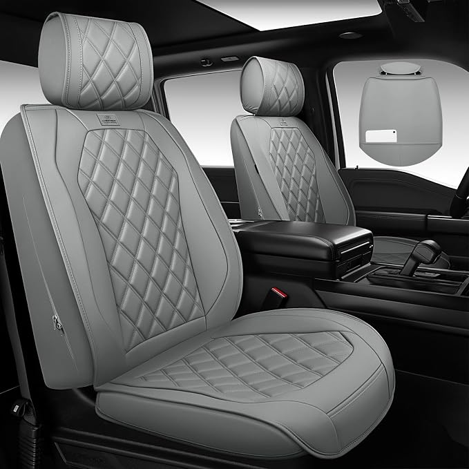 Universal Faux Leather Seat Covers — Full Set — Gray