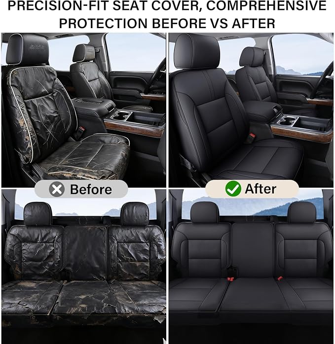 Faux Leather Seat Covers for Chevrolet Silverado / GMC Sierra — Full Set — Black