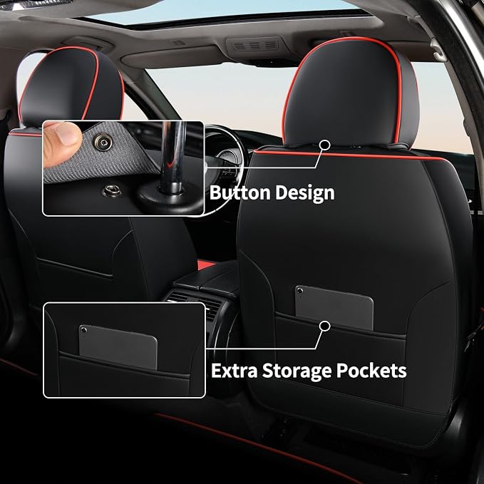 Car Seat Covers — Front Seat — Black / Red