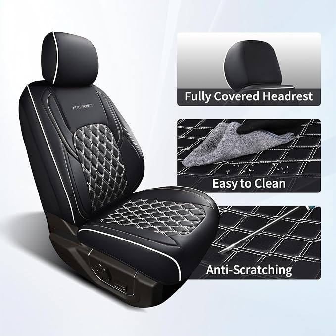 Seat Covers for Multiple Vehicles — Full Set — Black / White