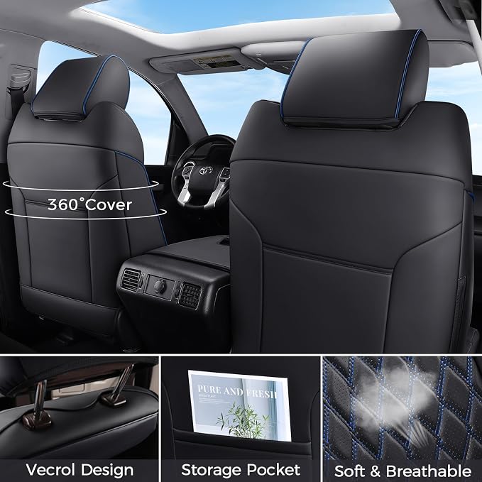 Seat Covers for Multiple Vehicles — Full Set — Black / Blue