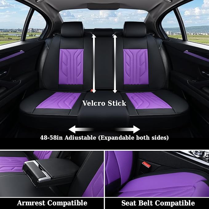 Universal Seat Covers — Full Set — Black / Purple