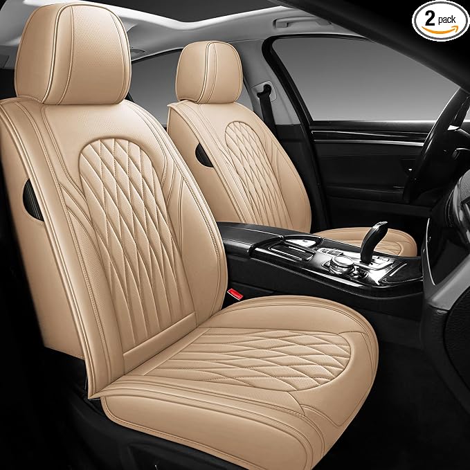 Universal Faux Leather Seat Covers — Full Set — Beige