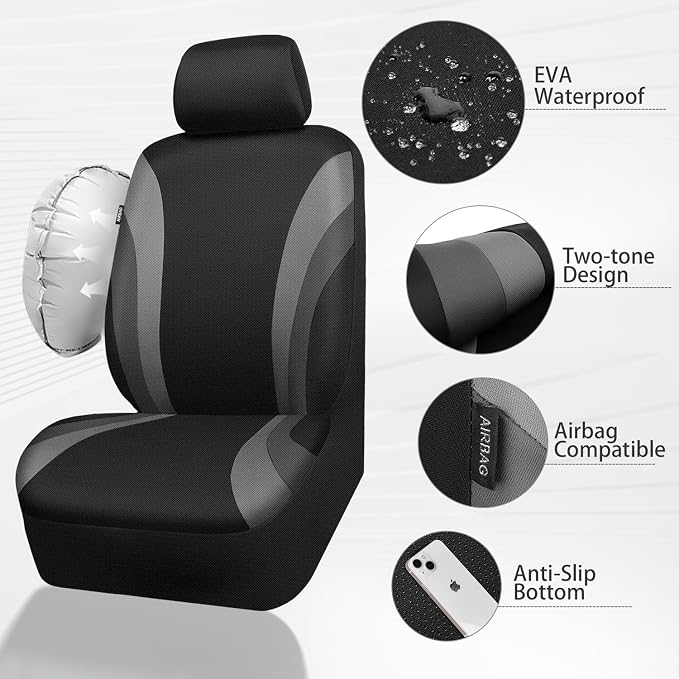 Universal Seat Covers — Front Seat — Gray / Black