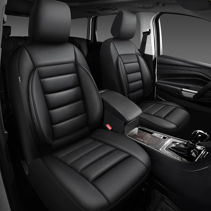 Universal Faux Leather Seat Covers — Front Seat — Black