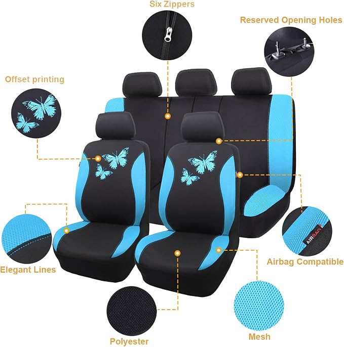 Universal Seat Covers — Full Set — Blue