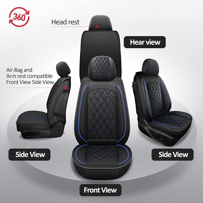 Seat Covers for Multiple Vehicles — Front Seat — Black / Blue
