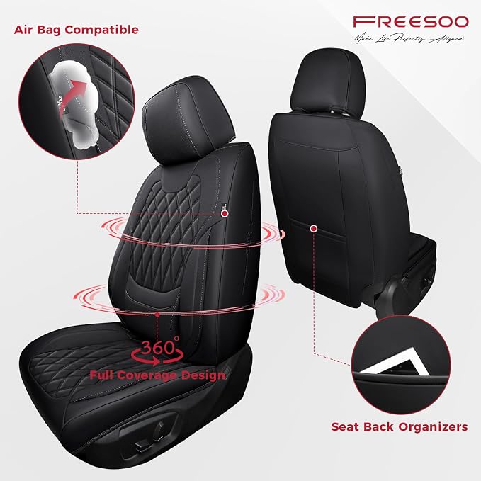 Universal Faux Leather Seat Covers — Full Set — Black