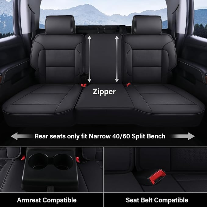 Faux Leather Seat Covers for Chevrolet Silverado / GMC Sierra — Full Set — Black