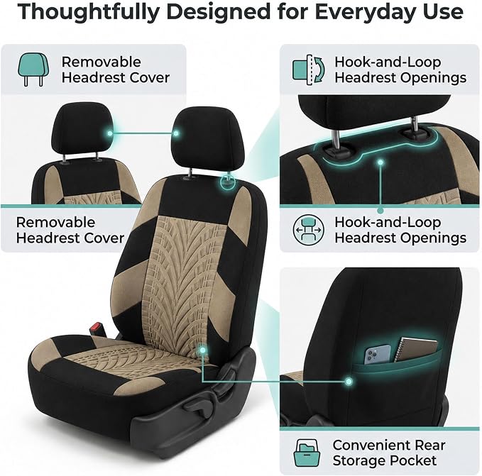 Universal Seat Covers — Front Seat — Beige