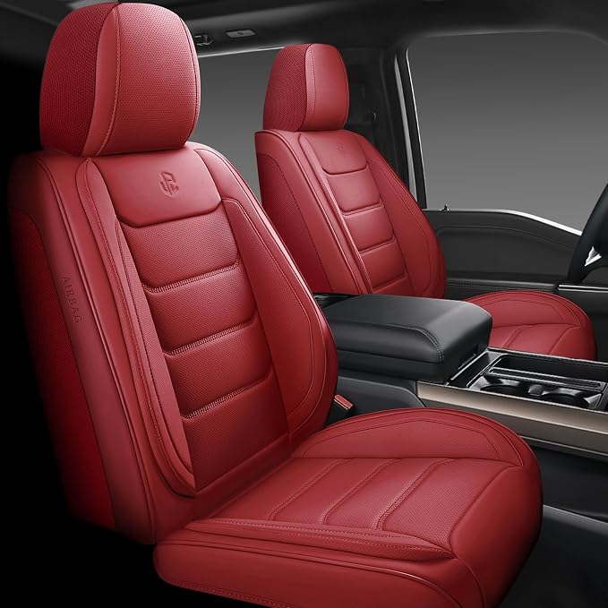 Faux Leather Car Seat Covers — Full Set — Red