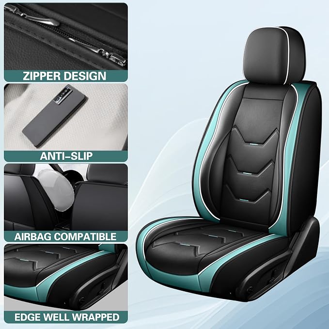 Universal Seat Covers — Full Set — Green / Black