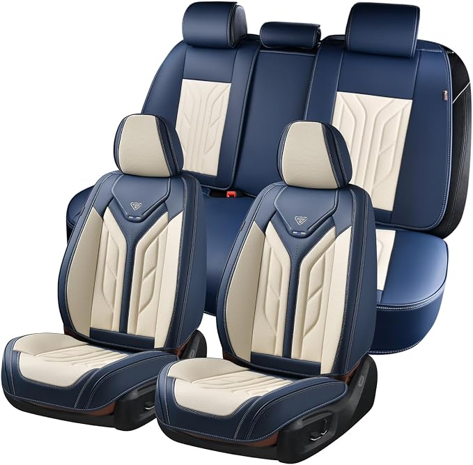 Universal Seat Covers — Full Set — Blue / Beige