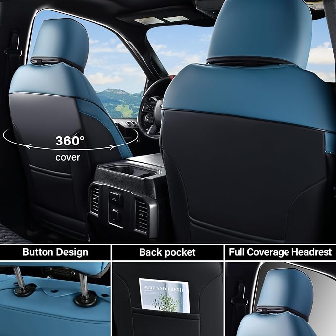 Faux Leather Seat Covers for Chevrolet Silverado / GMC Sierra — Full Set — Blue