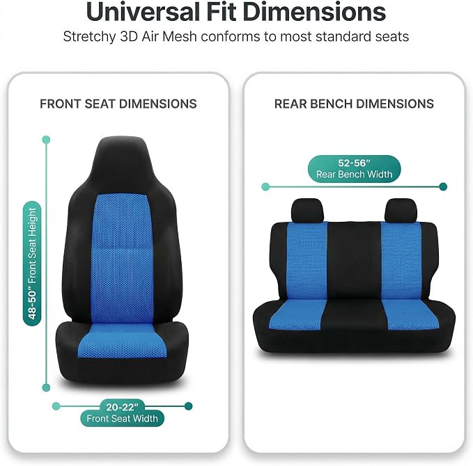Universal Fabric Seat Covers — Front Seat — Blue