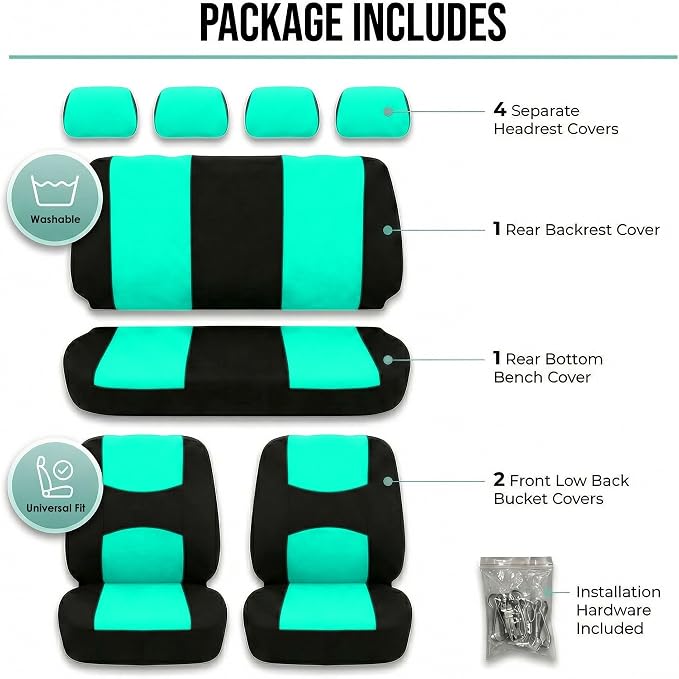 Universal Fabric Seat Covers — Full Set