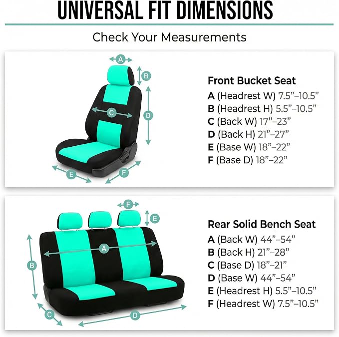 Universal Fabric Seat Covers — Full Set