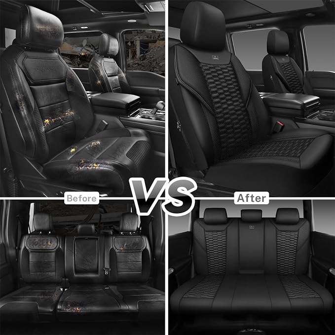 Universal Faux Leather Seat Covers — Full Set — Black