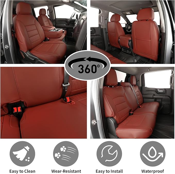 Faux Leather Seat Covers for Chevrolet Silverado — Burgundy