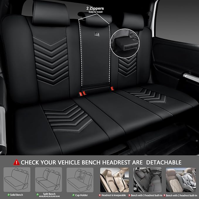 Universal Faux Leather Seat Covers — Full Set — Black