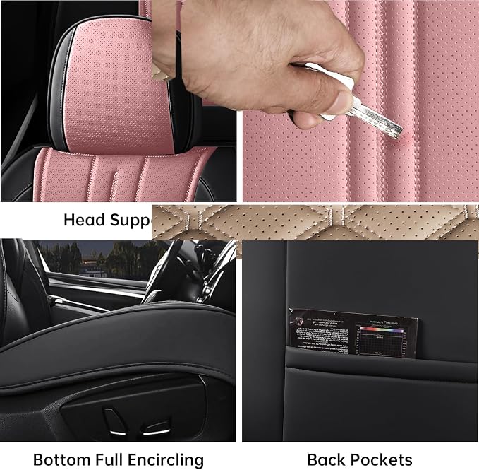 Universal Seat Covers — Full Set — Pink / Black