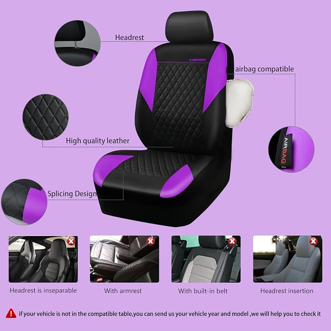 Universal Seat Covers — Full Set — Purple
