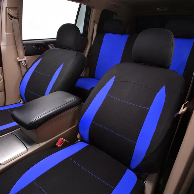 Fabric Car Seat Covers — Full Set — Black / Gray / Purple