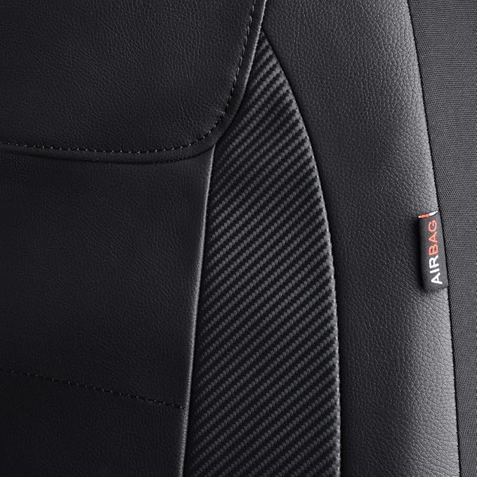 Faux Leather Car Seat Covers — Full Set — Black
