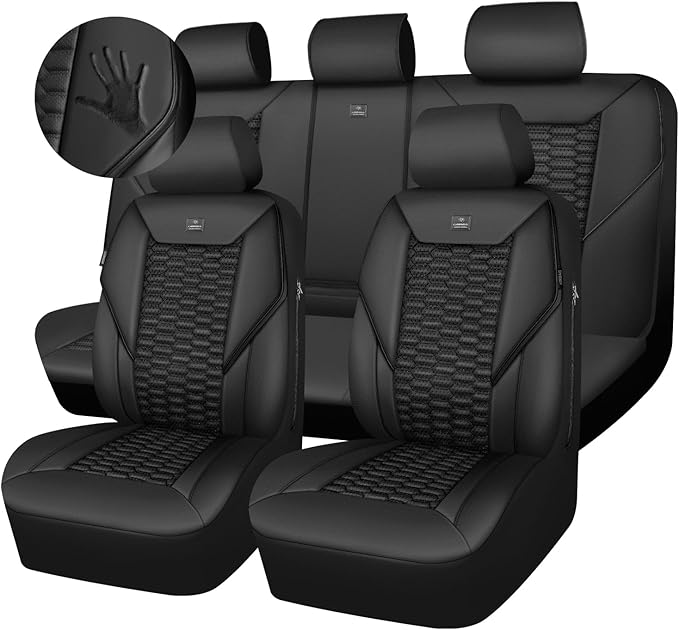 Universal Faux Leather Seat Covers — Full Set — Black