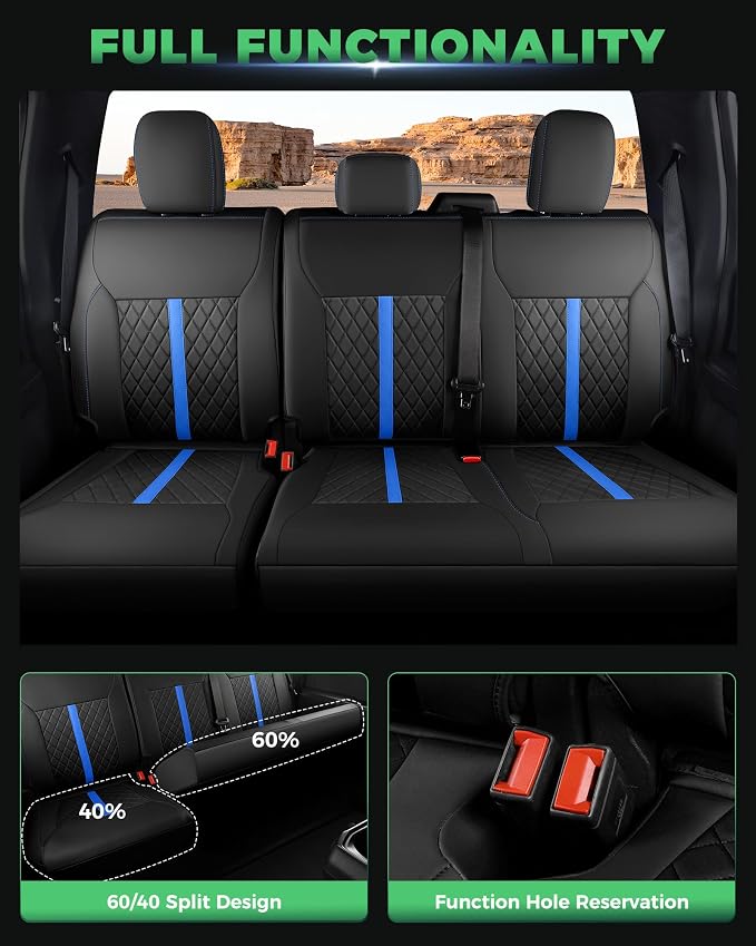 Seat Covers for Multiple Vehicles — Full Set — Black / Blue