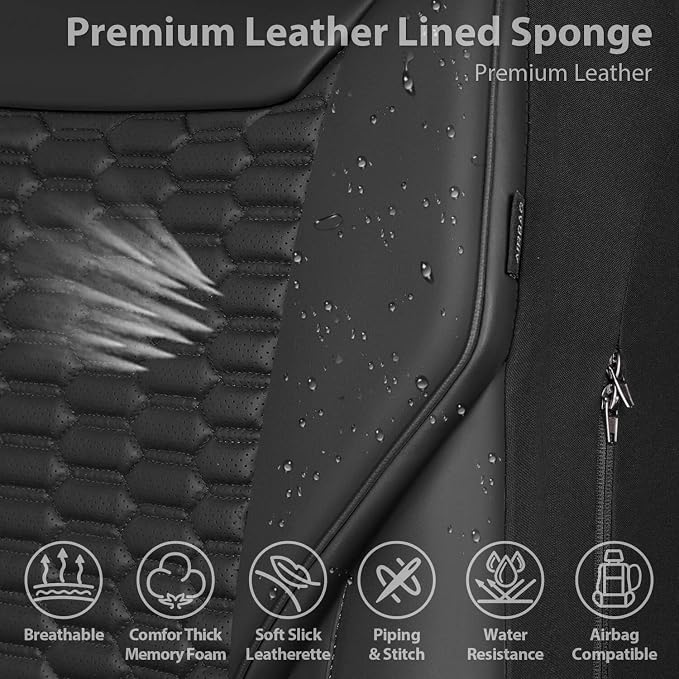 Universal Faux Leather Seat Covers — Full Set — Black