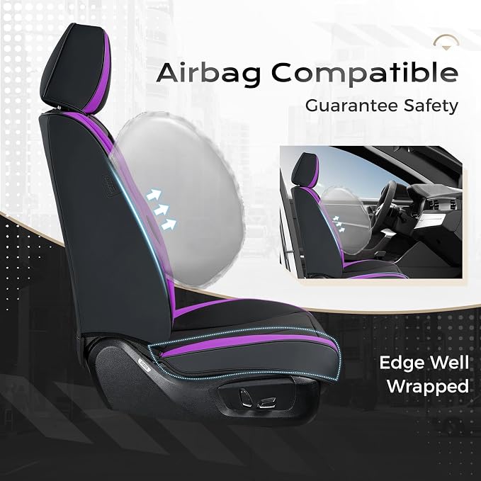 Universal Seat Covers — Front Seat — Black / Purple