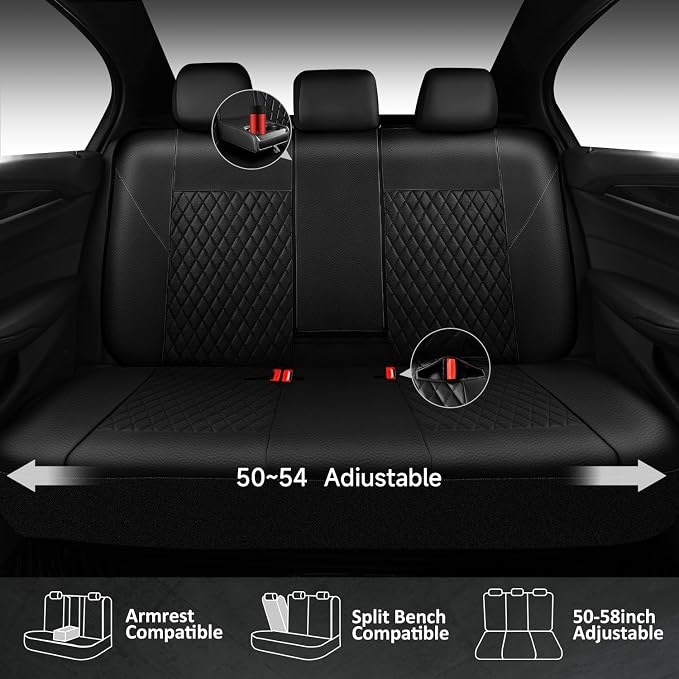 Universal Faux Leather Seat Covers — Full Set — Black