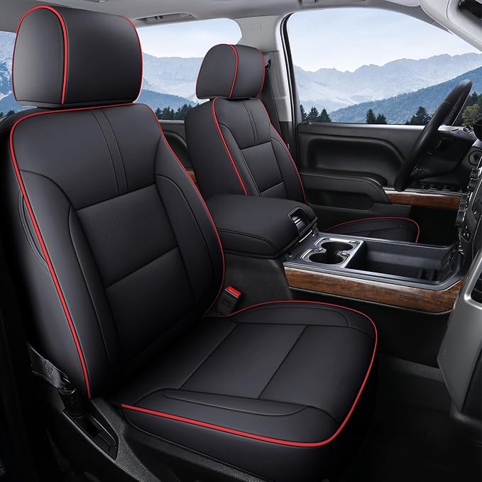 Faux Leather Seat Covers for Chevrolet Silverado / GMC Sierra — Full Set — Red