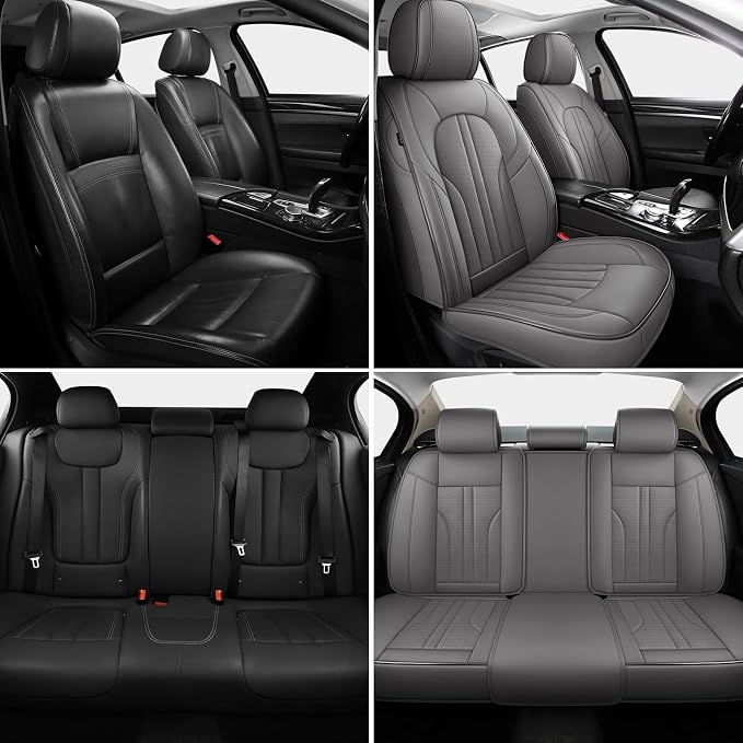 Universal Faux Leather Seat Covers — Full Set — Gray
