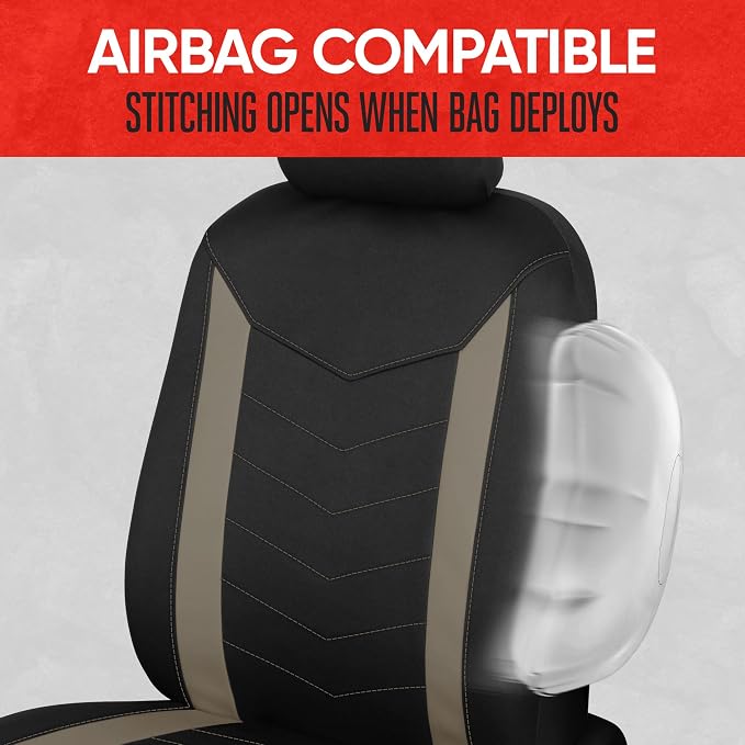 Neoprene Car Seat Covers — Front Seat — Beige