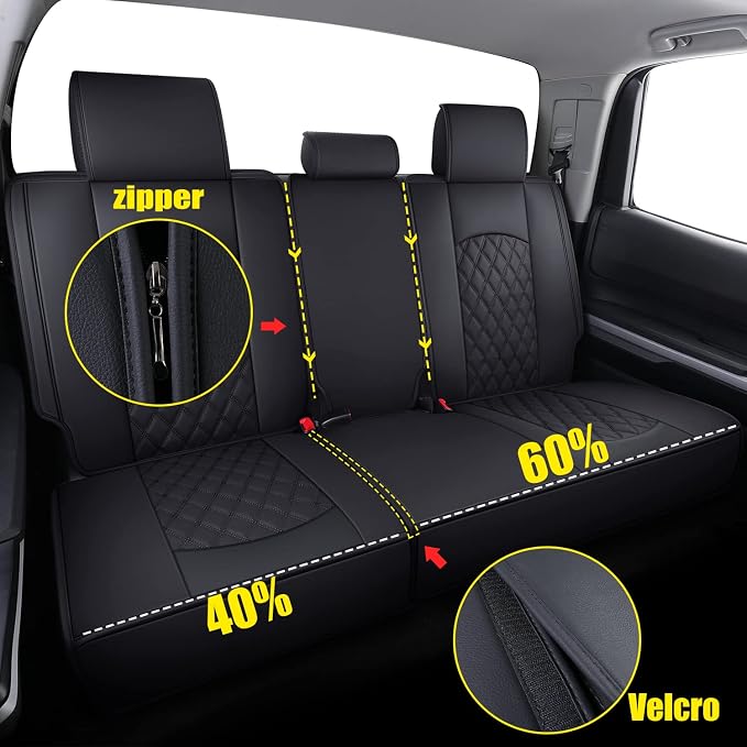 Faux Leather Seat Covers for Toyota Tundra — Black