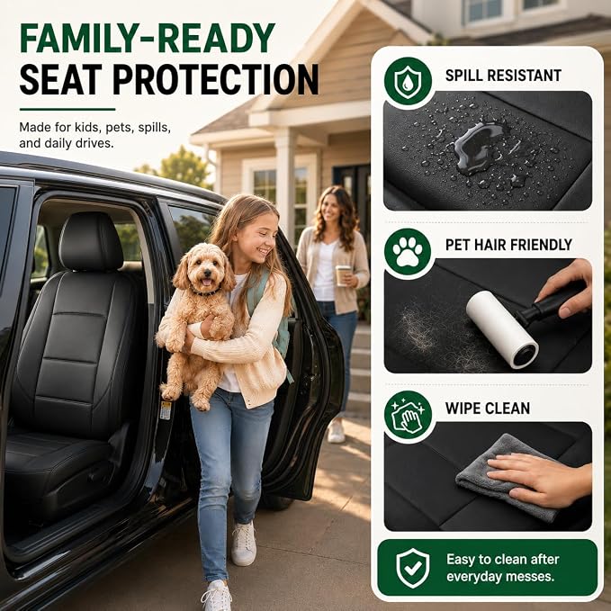 Faux Leather Seat Covers for Multiple Vehicles — Front Seat — Black / Gray