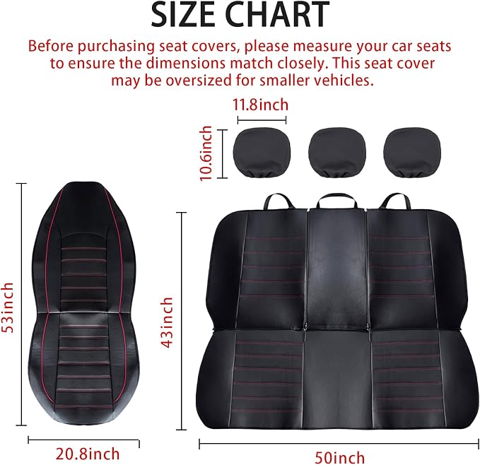 Universal Faux Leather Seat Covers — Full Set — Blue