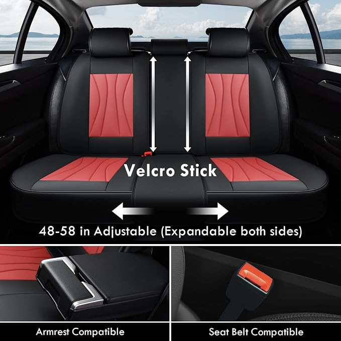 Universal Seat Covers — Full Set — Black / Red