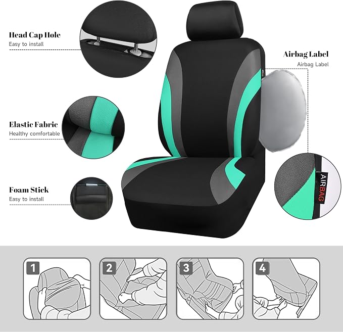 Universal Seat Covers — Front Seat — Black