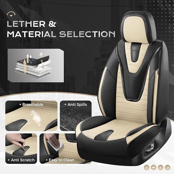 Universal Seat Covers — Front Seat — Black / Beige