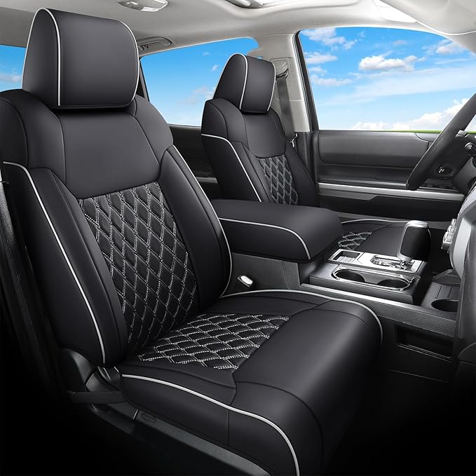 Seat Covers for Toyota Tacoma — Full Set — Black / White