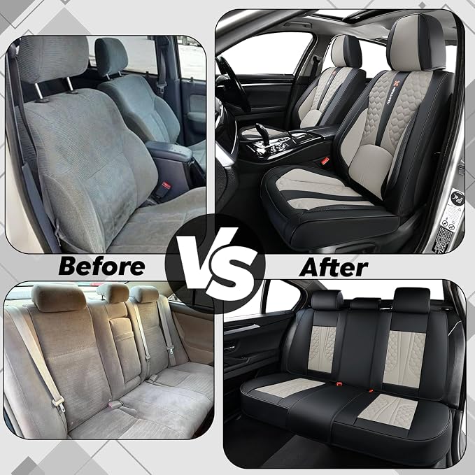 Faux Leather Car Seat Covers — Black / Gray