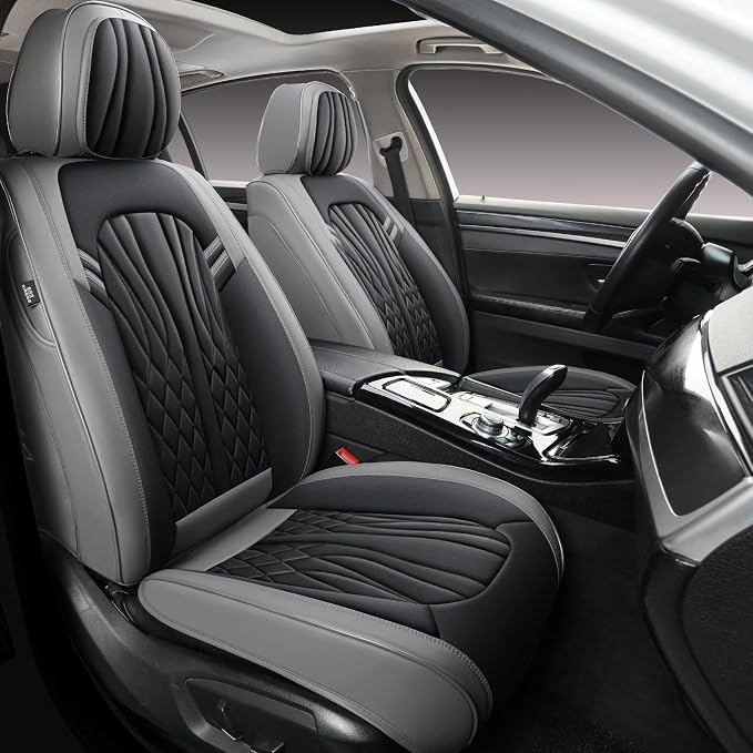Universal Faux Leather Seat Covers — Gray / Black