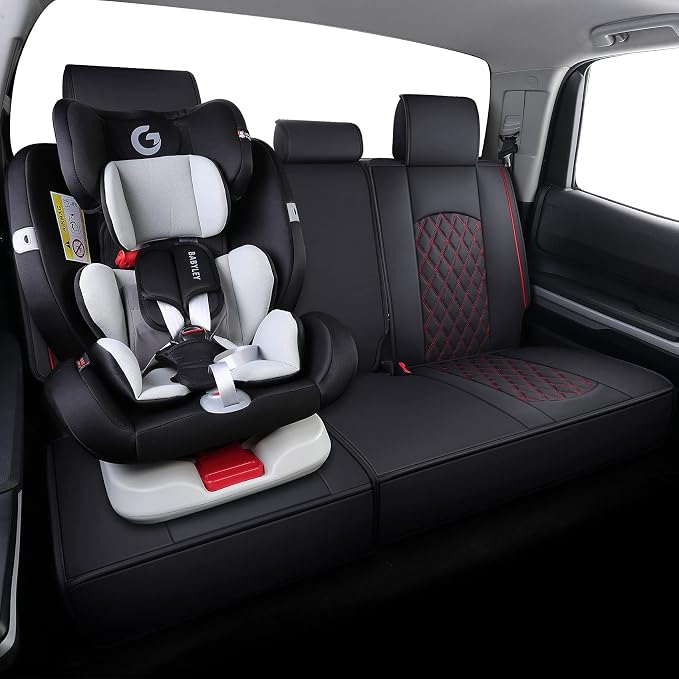 Faux Leather Seat Covers for Toyota Tundra — Full Set — Black / Red
