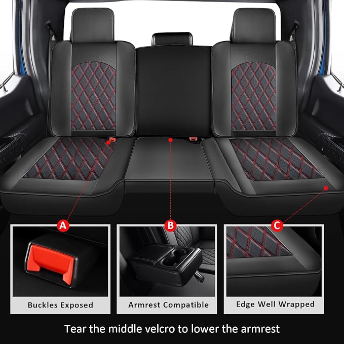 Seat Covers for Multiple Vehicles — Full Set — Black / Red