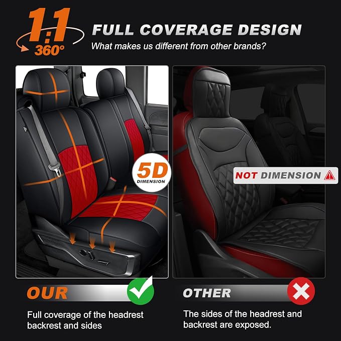 Seat Covers for Chevrolet Silverado / GMC Sierra — Full Set — Black / Red