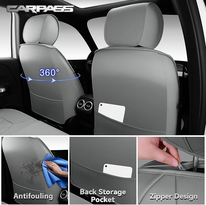 Universal Faux Leather Seat Covers — Full Set — Gray