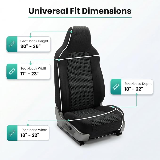 Universal Fabric Seat Covers — Front Seat — Black